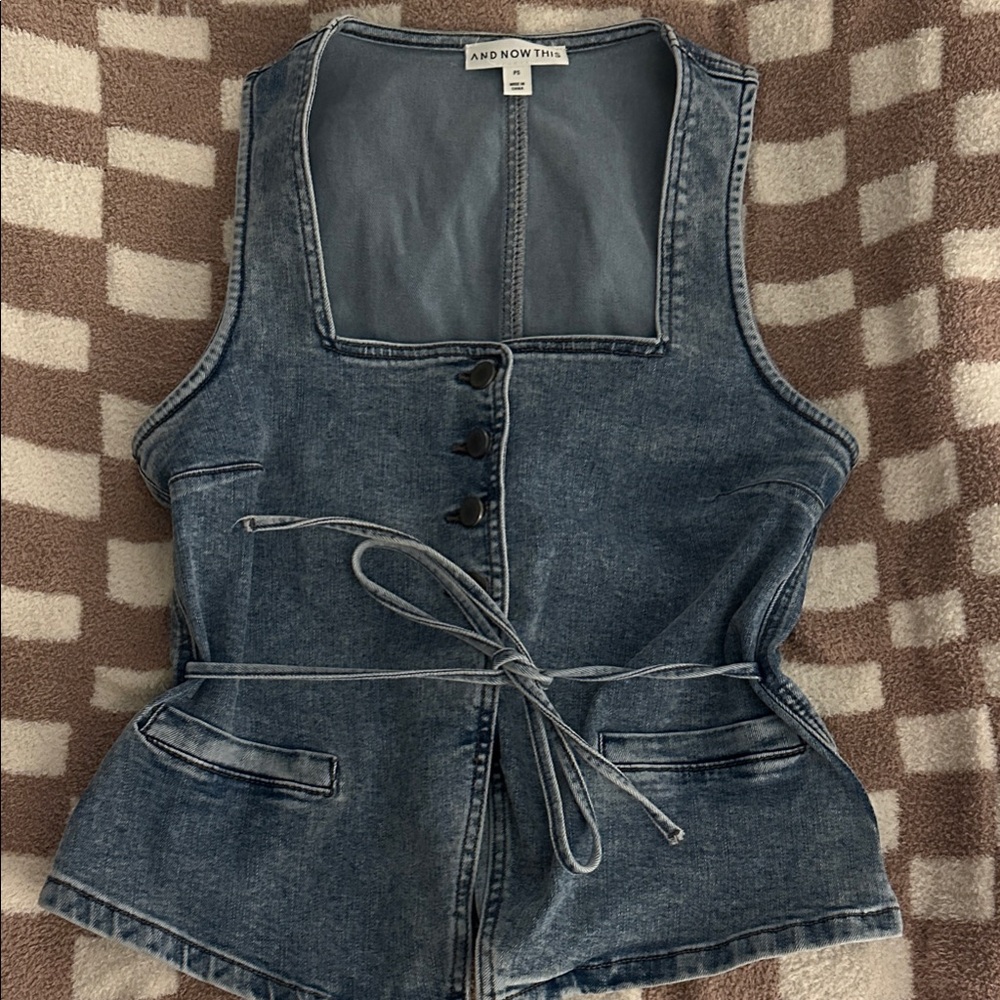 And Now This Women's Denim Vest Top - Blue